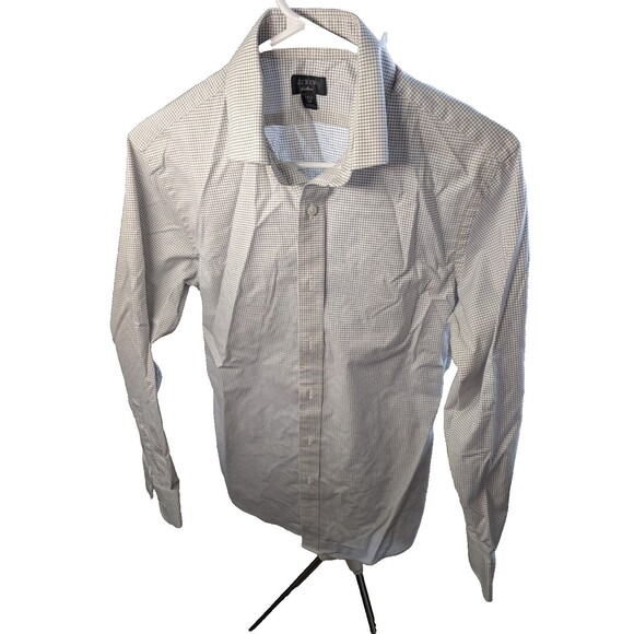 Other - J.Crew Ludlow Men's Dress Shirt 14.5 32 Micro Gingham Blue White Slim Fit